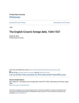 The English Crown's Foreign Debt, 1544-1557