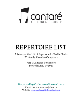 Repertoire List