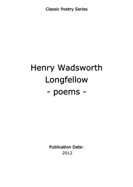 Henry Wadsworth Longfellow - Poems