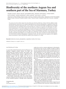 Biodiversity of the Northern Aegean Sea and Southern Part of the Sea Of