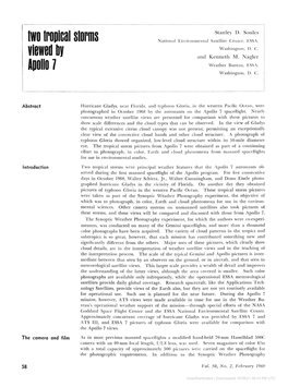 Two Tropical Storms Viewed by Apollo 7