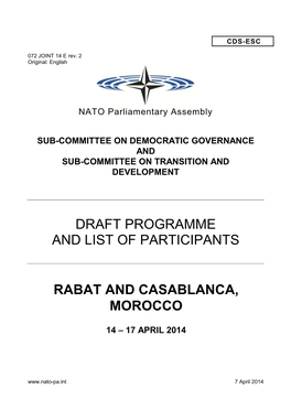 Draft Programme and List of Participants Rabat and Casablanca, Morocco