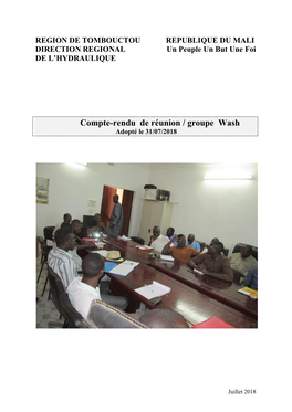 Compte-Rendu De Réunion / Groupe Wash Adopté Le 31/07/2018