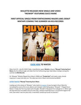 Mulatto Releases New Single and Video “Muwop” Featuring Gucci Mane