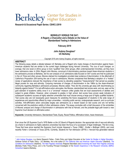 Berkeley Vs the SAT 2