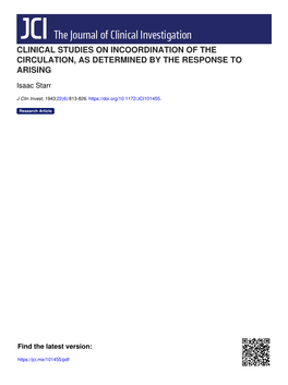 Clinical Studies on Incoordination of the Circulation, As Determined by the Response to Arising