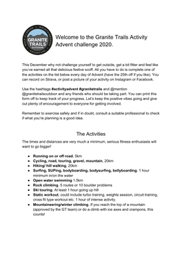 The Granite Trails Activity Advent Challenge 2020