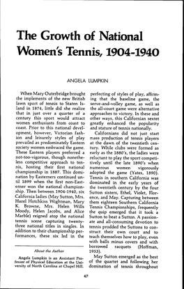 The Growth of National Women's Tennis, 1904-1940