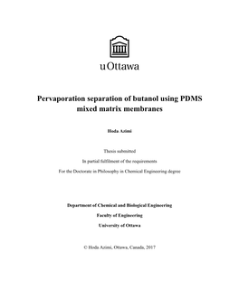 Pervaporation Separation of Butanol Using PDMS Mixed Matrix Membranes