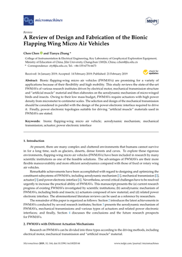 A Review of Design and Fabrication of the Bionic Flapping Wing Micro Air Vehicles