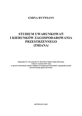 Studium Uwarunkowań I Kierunków Zagospodarowania Przestrzennego /Zmiana