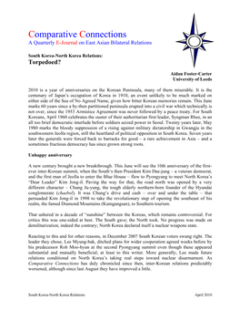 Comparative Connections a Quarterly E-Journal on East Asian Bilateral Relations