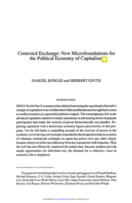 Contested Exchange: New Microfoundations for the Political Economy of Capitalism