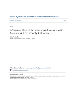 A Vascular Flora of the Kiavah Wilderness, Scodie Mountains, Kern County, California Erika M