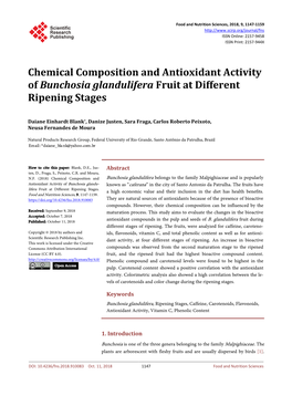 Chemical Composition and Antioxidant Activity of Bunchosia Glandulifera Fruit at Different Ripening Stages