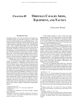 Odrysian Cavalry Arms, Equipment, and Tactics