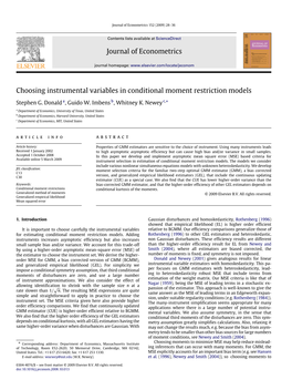 Journal of Econometrics Choosing Instrumental Variables In