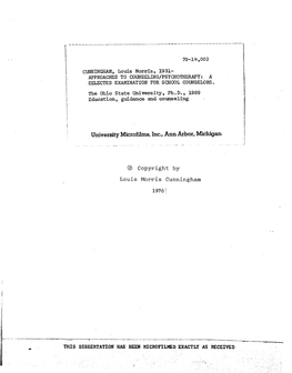 Approaches to Counseling/Psychotherapy: a Selected Examination for School Counselors