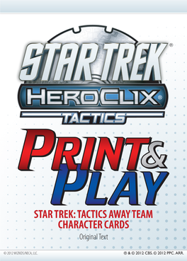 STAR TREK: TACTICS AWAY TEAM CHARACTER CARDS Original Text