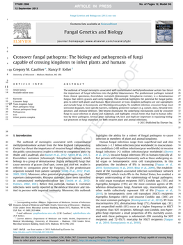 Crossover Fungal Pathogens: the Biology and Pathogenesis of Fungi
