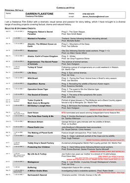 Darren Flaxstone Cv July Rev 2015