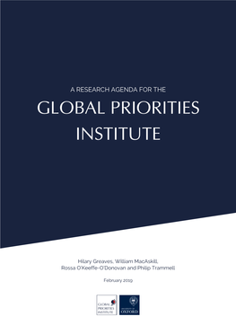 A Research Agenda for the Global Priorities Institute