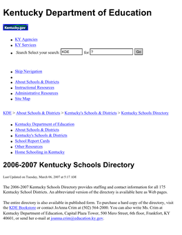 2006-2007 Kentucky Schools Directory