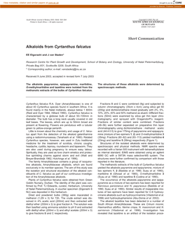 Alkaloids from Cyrtanthus Falcatus