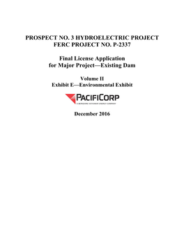 Prospect No. 3 Hydroelectric Project Ferc Project No. P-2337