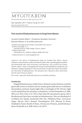 First Record of Bioluminescence in Fungi from Mexico