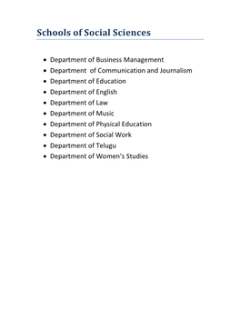 Schools of Social Sciences