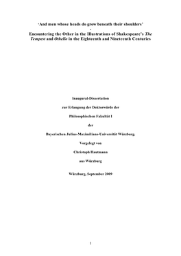 Encountering the Other in the Illustrations of Shakespeare’S the Tempest and Othello in the Eighteenth and Nineteenth Centuries