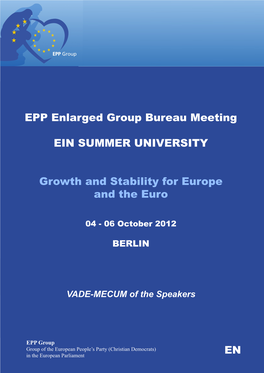 EPP Enlarged Group Bureau Meeting EIN SUMMER UNIVERSITY Growth