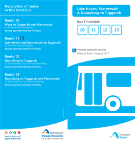 Lake Haven, Warnervale & Dooralong to Tuggerah