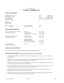 Curriculum Vitae Craig A