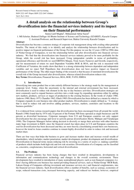 A Detail Analysis on the Relationship Between Group's Diversification Into