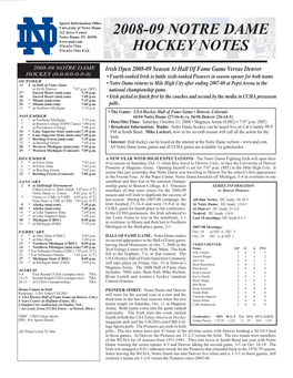 2008-09 Notre Dame Hockey Notes