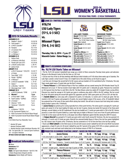 Women's Basketball LSU Combined Team Statistics (As of Feb 02, 2014) All Games