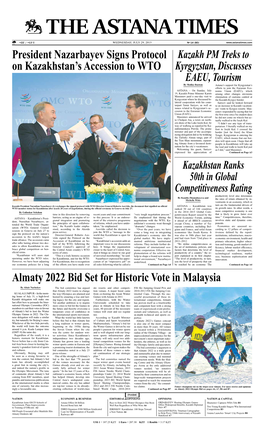 Almaty 2022 Bid Set for Historic Vote in Malaysia President Nazarbayev
