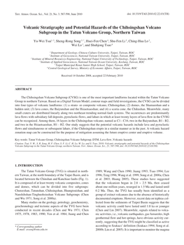 Volcanic Stratigraphy and Potential Hazards of the Chihsingshan Volcano Subgroup in the Tatun Volcano Group, Northern Taiwan