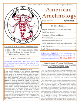 American Arachnology Number 70 April 2005