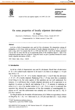 On Some Properties of Locally Nilpotent Derivations '