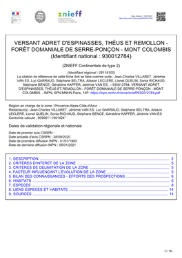 VERSANT ADRET D'espinasses, THÉUS ET REMOLLON - FORÊT DOMANIALE DE SERRE-PONÇON - MONT COLOMBIS (Identifiant National : 930012784)