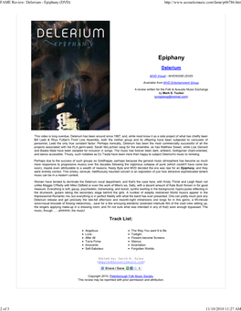 FAME Review: Delerium - Epiphany (DVD)