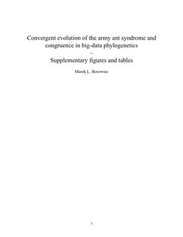 Convergent Evolution of the Army Ant Syndrome and Congruence in Big-Data Phylogenetics – Supplementary Figures and Tables