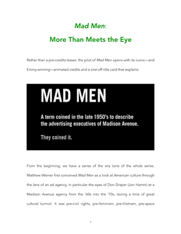 Mad Men: More Than Meets the Eye