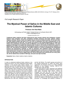 The Mystical Power of Saliva in the Middle East and Islamic Cultures