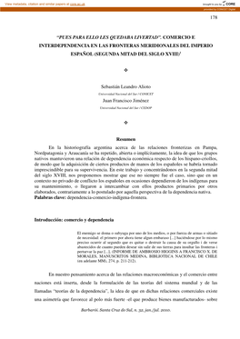 Comercio E Interdependencia En Las Fronteras Meridionales Del Imperio Español (Segunda Mitad Del Siglo Xviii) 1