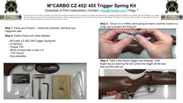 CZ 452/455 Trigger Spring Kit Printable Instructions