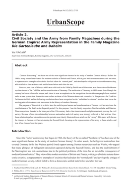 Article 2. Civil Society and the Army from Family Magazines During the German Empire: Army Representation in the Family Magazine Die Gartenlaube and Daheim